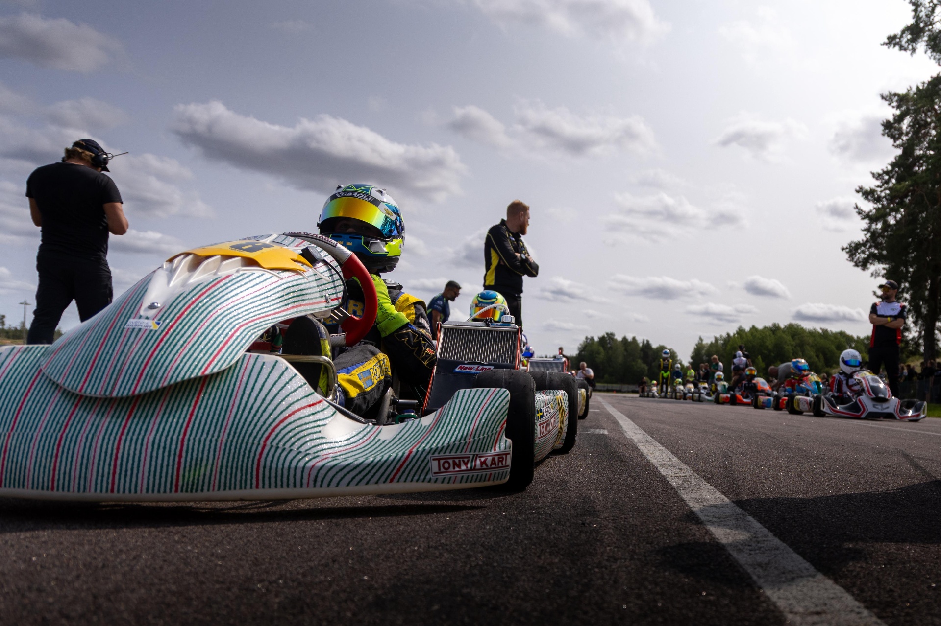 Low-angle shot of Kevin Pentell on the grid waiting to launch